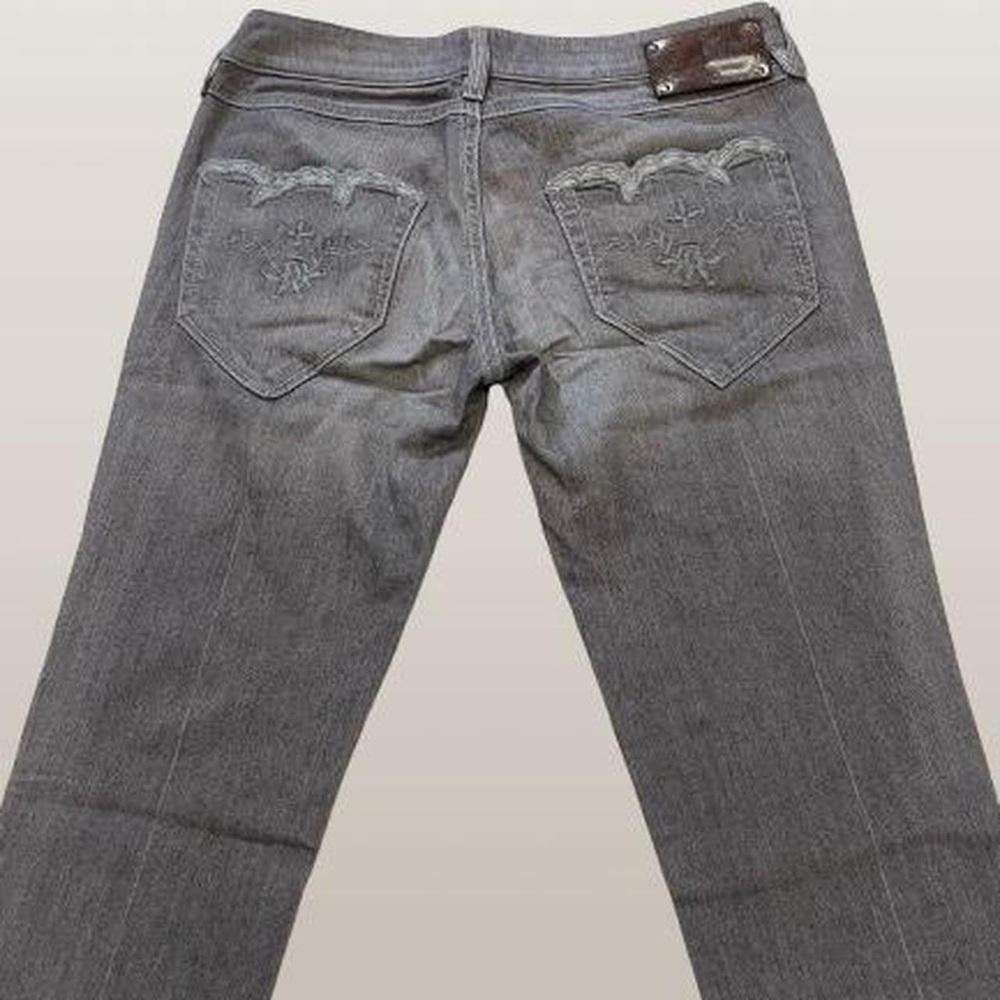 Diesel Deadstock grey floral embroidered straight lowrise jeans